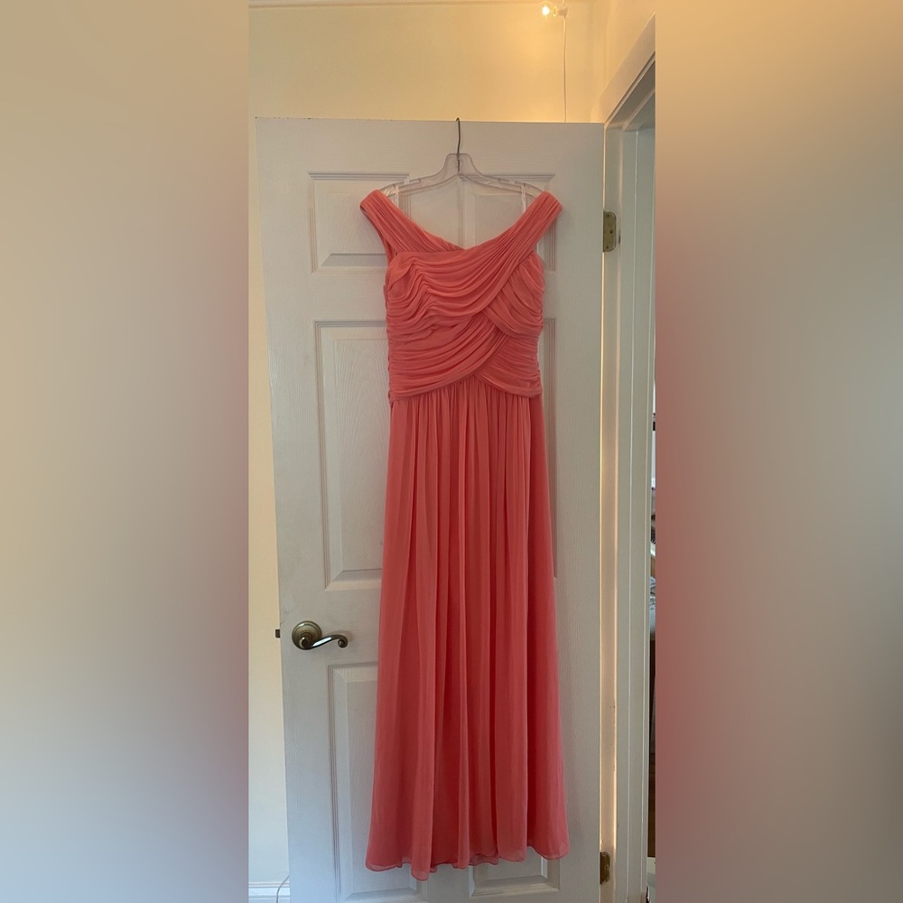 Pink floor length gown! Silk lined Size 6 Dessy Collection Vivian Design.